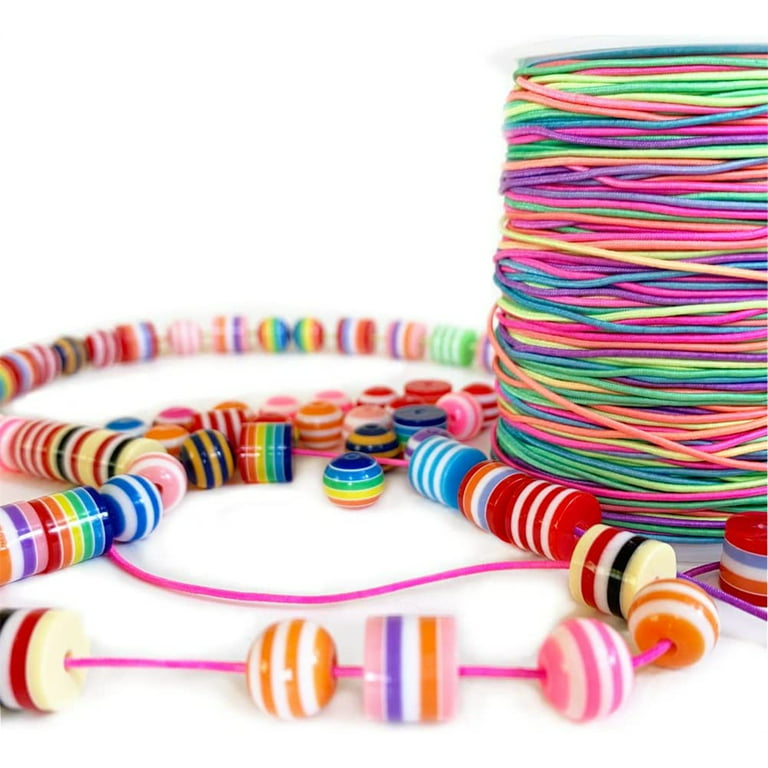 2 Rolls of Rainbow Elastic String for Bracelets, 200m Stretchy Colorful  Thread for Jewelry Making, Colored Stretch Cord / String for DIY Bracelets