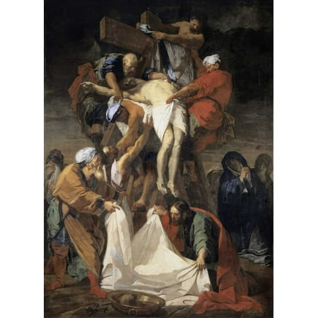 Wood Cross Puzzle - Descent From The Cross Stretched Canvas - Jean Baptiste Jouvenet (18 x 24)