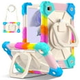 thumbnail image 2 of SaniMore Case for Samsung Galaxy Tab A7 Lite 8.7 inch 2021 Model (SM-T220/T225), Shockproof Shoulder Strap 360° Rotating Handle Bracket Pencil Holder Tri-layer Hybird Anti-drop Kids Shell,Rainbow Blue, 2 of 9