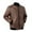 w93# Brown112, variant on Mens Casual Leather Jacket Slim Fit Full Zip Up Stand Collar Long Sleeve Lightweight Motorcycle Style Outerwear Coat With Pockets Stylish Cozy Streetwear,Brown,L
