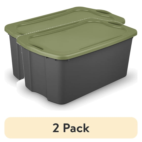 (2 pack) Sterilite EZ Carry 30 Gallon Extra-Large Storage Bin, Plastic Storage Container with Full-Grip Handles, Gray