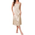 thumbnail image 1 of INSPIRAR CHIC Pijamas de Satén para Mujeres con Flores, Chemises de Cuello en V, Tirantes de Espagueti, Lencería, Vestidos de Noche Midi XS Champagne, 1 of 6