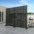 thumbnail image 2 of 72"x47"x16" Outdoor Privacy Screen with Stand Metal Balcony Decorative Screen,Black, 2 of 5