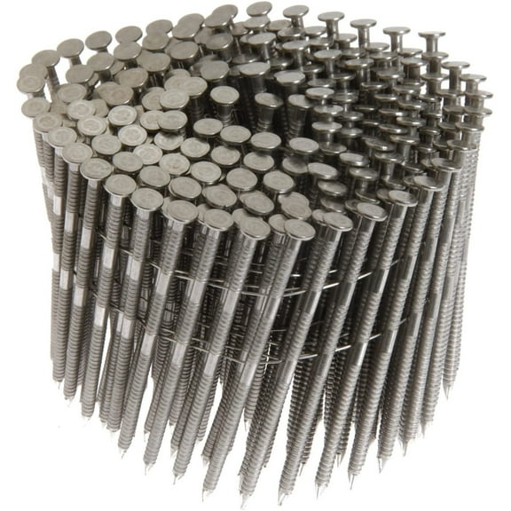 MAXC62818 15-Degree Wire Coil 1-3/4-Inch by .09-Inch Ring Shank, Stainless Steel Siding Nails, Two Pack of 3600 Per Box