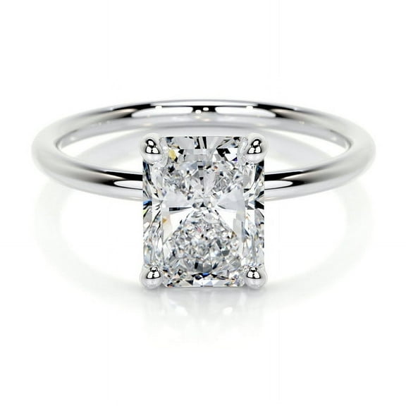 First Jewel Radiant Cut Excellent 2 Ct Diamond Ring For Women's - White Gold Over 14K Silver Diamond Ring - Solitaire Diamond Ring - Solo Stone Diamond Ring for Her - Simple Diamond Ring for Her