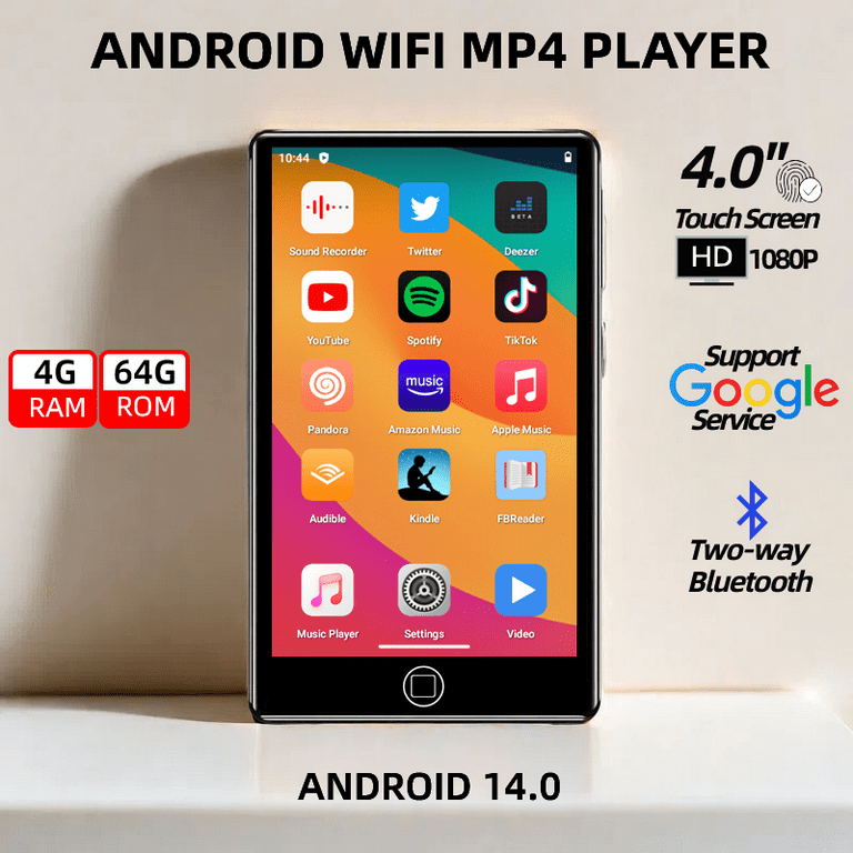 Upgraded 192GB MP3 Player with Bluetooth and WiFi,Android 14 OS