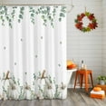 thumbnail image 2 of Shower Curtain 66"W x 72"L Thanksgiving Fall White Pumpkins Eucalyptus Leaves Fabric Shower Curtains Set with Hooks Water Repellent Bathroom Curtains Machine Washable Bathroom Accessories, 2 of 6