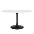 thumbnail image 2 of Modway Lippa 54" Oval Artificial Marble Dining Table in Black White, 2 of 7