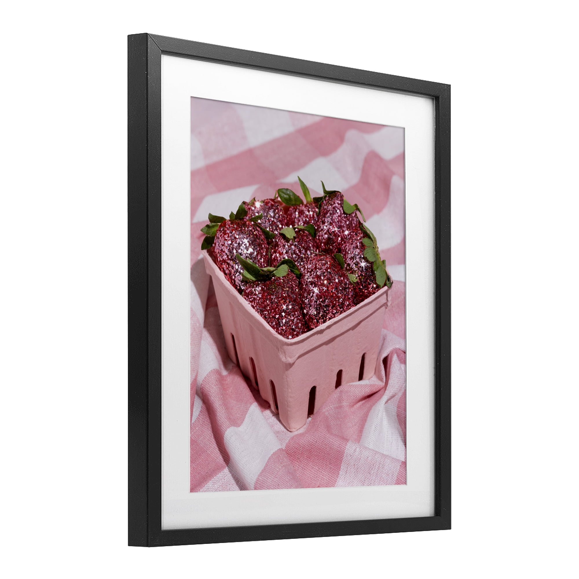 Stupell Industries Glam Glimmer Strawberries Black Framed Print Under Glass, design by LISH Creative