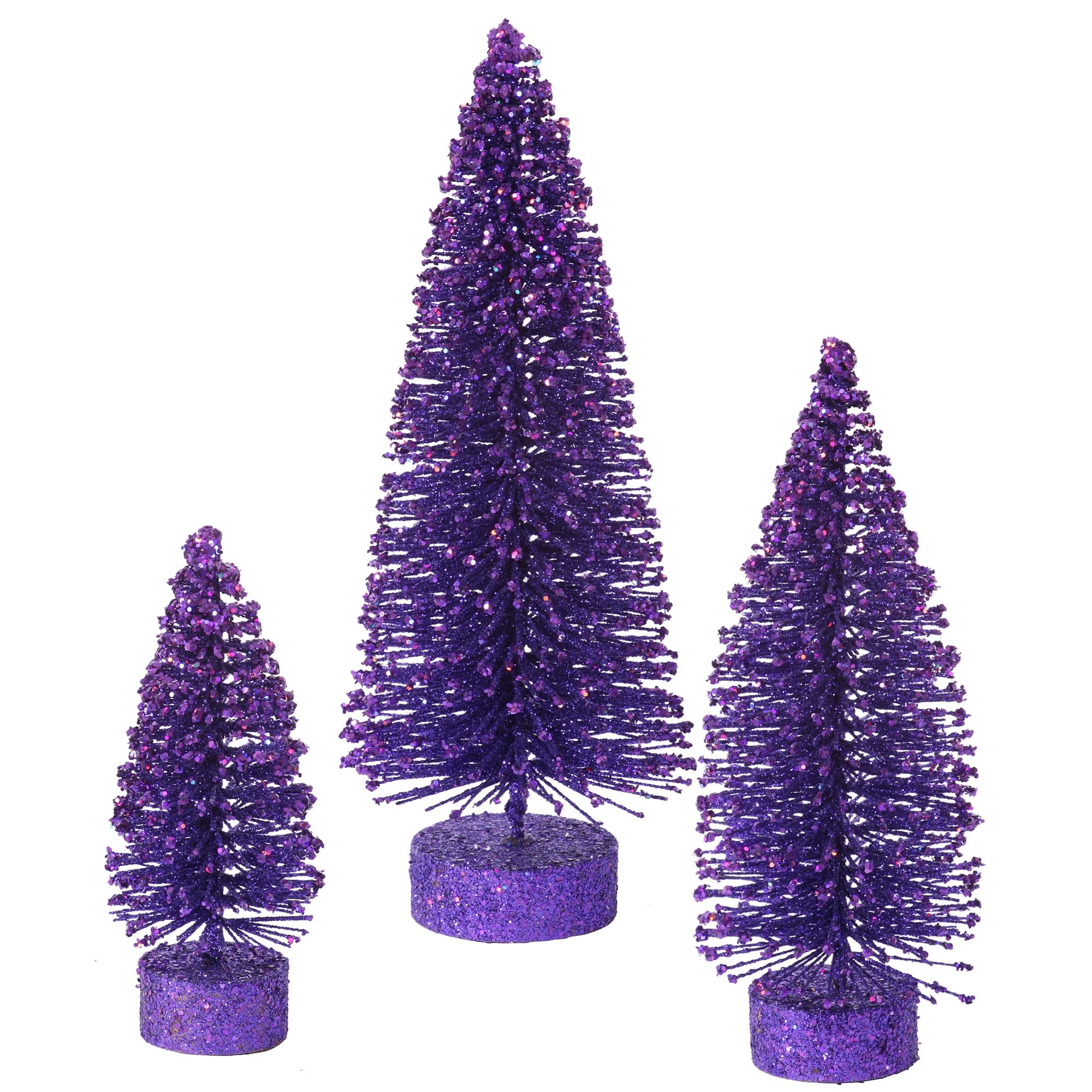 Vickerman Artificial Christmas Trees, 5&quot;-7&quot;-9&quot; Purple Glitter Oval Tree Set of 3 - Walmart.com