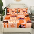 thumbnail image 3 of Train Sheet Set For Kids Toddler Cartoon Train Bus Bed Sheets Set Vintage Style Orange And Pink Steam Engine Bedding Sets, Cute Banner Train Transportation Sheets Geometry Lattice Bed Set King, 3 of 5