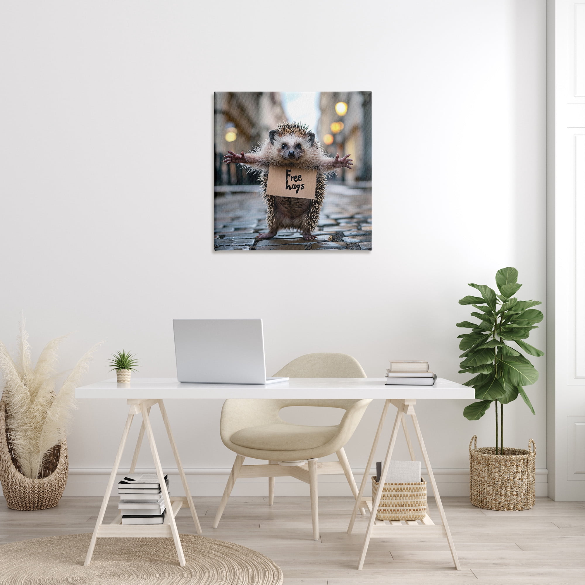 Stupell Industries Free Hugs Hedgehog Animals & Insects Painting Gallery Wrapped Canvas Art Print Wall Art, 30 x 30
