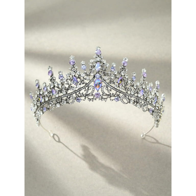 RUseeN Purple Iridescent Tiara Crown Queen Crowns for Women  display picture 1