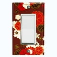 thumbnail image 1 of Metal Light Switch Plate Cover Japanese Sakura Flower Pattern Maroon Wallpaper FLW046, 1 of 13