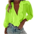 thumbnail image 2 of Elvqul Womens Blouses Fall Shirts Long Sleeve Pullover Solid Dressy Tops for Women V-Neck, 2 of 6