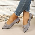 thumbnail image 5 of XUNKUSGA Flats Shoes Women Dressy Comfortable Suede Pointed Toe Wedding Shoes Classic Pumps Shoes Fashion Bowknot Slip On Shoes Women Lightweight Flat Low-Heel Dress Shoes for Women Gray, 5 of 9