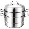 thumbnail image 1 of 11" Steamer Pot, 3 Tier Stainless Steel Steaming Pot Dim Sum Cookware, Food Vegetable Cooking Pan With Stackable Pan Insert/Lid for Vegetable, Dumpling, Stock, Sauce, Food, 1 of 8