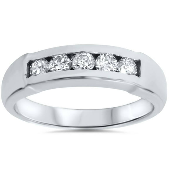 Pompeii Mens 1/2ct 14K White Gold Round Diamond Wedding Ring (G/H,I1)