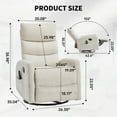 thumbnail image 6 of Barara King Reclining Chair Sofa with Rocker and Swivel, Heat Massage Single Recliner with Chenille Fabric for Living Room, Bedroom, Beige, 6 of 7