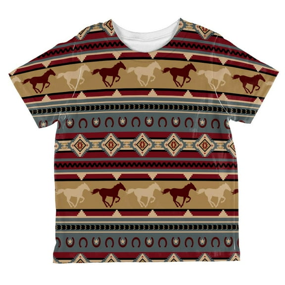 Southwestern Wild Horse Mustang Pattern All Over Toddler T Shirt Multi 6T