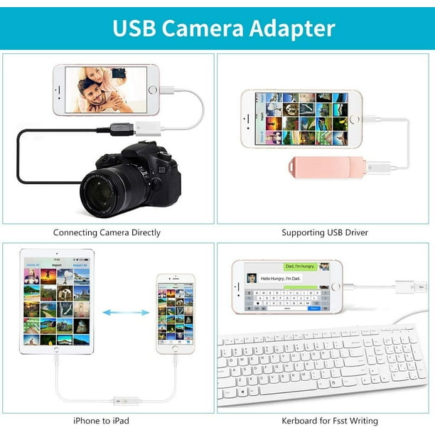 Adaptateur Lightning vers USB pour caméra OTG pour iPhone/iPad