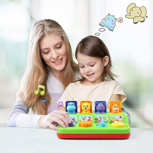 Cartoon music Keyboard Color Classification Animal Push and Pop up animal games four-key baby toys for ages 0-3_Special Gift