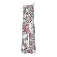 thumbnail image 4 of yoeyez Plus Size Jumpsuits for Women,Womens Flower Printed Long Rompers Sleeveless Adjustable Straps Backless Playsuits Overalls With Pockets Multicolor,3XL, 4 of 5