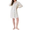 thumbnail image 2 of INSPIRE CHIC Womens Nightgown Striped Button Down Long Sleeve Pajama Dress V-Neck Nortch Collar Nightshirt with Pocket S Light Blue Stripe, 2 of 5