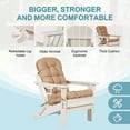 thumbnail image 3 of Nalone Folding Adirondack Chairs Set of 2, HDPE Oversized Patio Chairs with Cup Holder and Cushion, Weather Resistant for Garden, Deck, Fire Pit and Campfire(White), 3 of 7