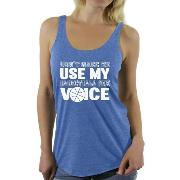 Awkward Styles Women's Don't Make Me Use My Basketball Mom Voice Graphic Racerback Tank Tops White Sport Moms