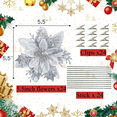 thumbnail image 4 of 24 Pieces 5.5 Inch Christmas Poinsettia Flower Christmas Glitter Artificial Flower with Clips and Sticks Xmas Tree Ornament for Home Wreath Garland Party Decor, 4 of 7