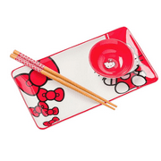 Hello Kitty Red and White Classic Boxed 3-Piece Ceramic Sushi Set, Silver Buffalo, Adults & Teens
