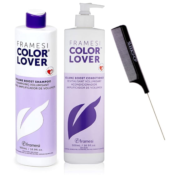 Framesi COLOR LOVER Volume Boost Shampoo & Conditioner DUO SET (w/ Sleek Comb) Sulfate-Free, Volumizing to Lift Hair (16.9 oz 16.9 oz - ORIGINAL KIT)