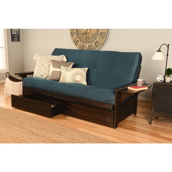Kodiak Furniture Phoenix Frame with Suede Fabric Mattress in Espresso/Blue