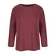 thumbnail image 4 of Moda mujer Soild manga larga cómodo transpirable cuello redondo Tops Pompotops FGAJ10123, 4 of 8