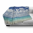 thumbnail image 3 of Ocean Soft Flannel Fleece Throw Blanket, Paradise Beach Tropical Hawaiian Exotic Sky Color with Clouds Scenery, Cozy Plush for Indoor and Outdoor Use, 50" x 60", Turquoise White, by Ambesonne, 3 of 6