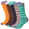 thumbnail image 1 of Calcetines de vestir de algodón para hombre, medias suaves y transpirables, informales, a la moda, coloridos, a rayas, para negocios, talla Europea 42-48, 5 pares, 1 of 4