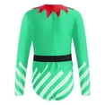 thumbnail image 2 of TiaoBug Kids Girls Candy Cane Costume Stripes Santa Helper Leotard Gymnastics Dance Bodysuit Green 8, 2 of 6