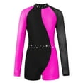 thumbnail image 1 of YIZYIF Girls Shiny Rhinestones Collar Long Sleeve Dance Leotard Gymnastics Zipper Back Unitard Biketard, 1 of 6
