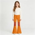 thumbnail image 2 of Tfken Child Soft Comfy Pants School Daily Wear Girls Denim Flare Pants With Pockets Fashion Adjustable Tie Kids Breathable Clothes Size 7-8 Years Orange, 2 of 4