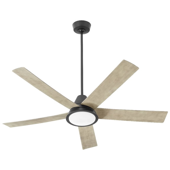 3-115-15 Oxygen Lighting Temple - 56 Inch 24W 1 LED 5 Blade Ceiling Fan with Light Kit-Black/Industrial Brass Finish