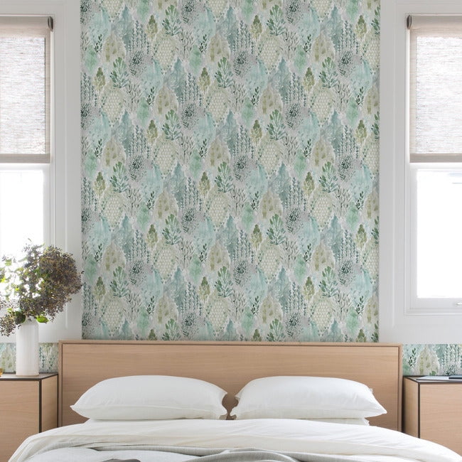 RoomMates Watercolor Tree Mosaic Peel and Stick Wallpaper