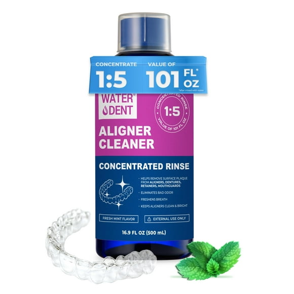 Aligneur Nettoyant Rinçage / Concentré / Nettoie INVISIALIGN, Reteneurs, Dentiers, Protège-Dents / Approvisionnement de 2 Mois, (Lot de 1 = 101 Fl Oz), Sans Alcool, Menthe et Frais. Fait