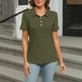 thumbnail image 2 of Pxiakgy Women's Polo Shirts Cotton 3-Button Short Sleeve Collared Tops Summer Cool Shirt Uniform Casual Shirts Women's Short Sleeve Shirts Summer Down Collared Tops Casual Loose Tees Army Green L, 2 of 6