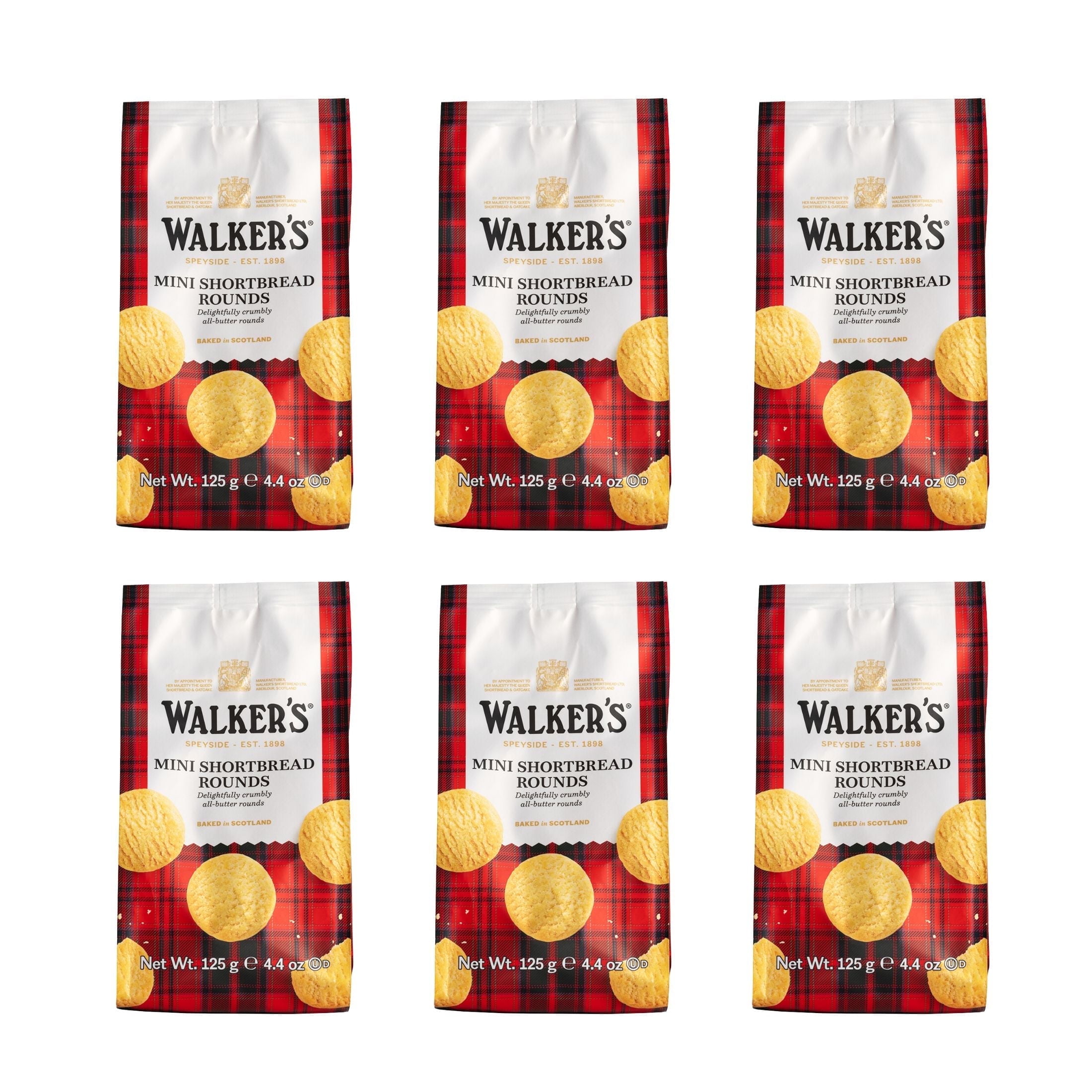 Walker’s Shortbread All-Butter Mini Shortbread Rounds Cookies, Kosher, 25 Count (6 Pack)