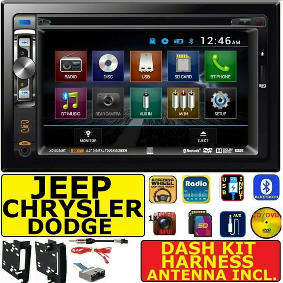 2007 & UP SELECTED CHRYSLER JEEP DODGE RAM CD/DVD BLUETOOTH USB CAR STEREO PKG