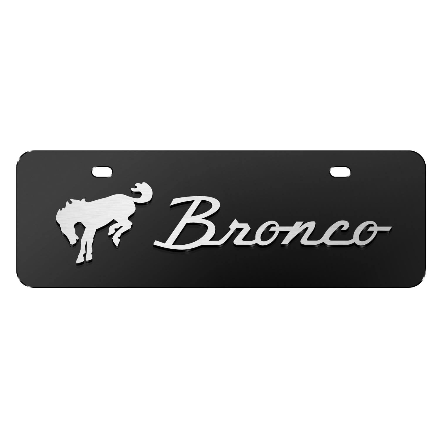 Ford Bronco 3D Logo on Black 12"x4" HalfSize Stainless Steel License Plate