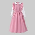 thumbnail image 5 of Busydd Girls Dresses 8-13 Years Casual Colorblock Long Sleeve Dresses for Teens Fashion Lapel Button Spring Dresses for Girls, 5 of 7