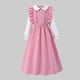 thumbnail image 5 of Vestido infantil de manga larga con solapa de color liso, tallas medianas y grandes, informal y cómodo, de poliéster., 5 of 7