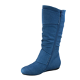 thumbnail image 3 of Women's Casual Flat Heel Side Zip Wide Calf Knee High Mid-Calf Boots Shoes ( Denim Blue, 10), 3 of 5